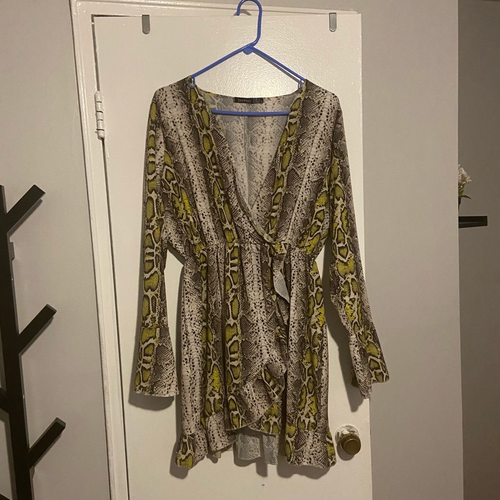 Neon green snakeskin dress